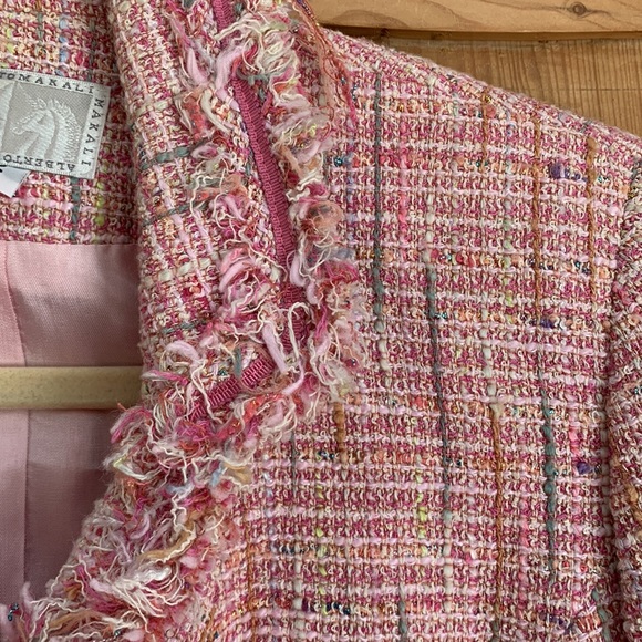 Alberto Makali Pink Ribbon 🎀 Bell Cuff GORGEOUS Coco Barbie core Tweed Jacket - Picture 13 of 16